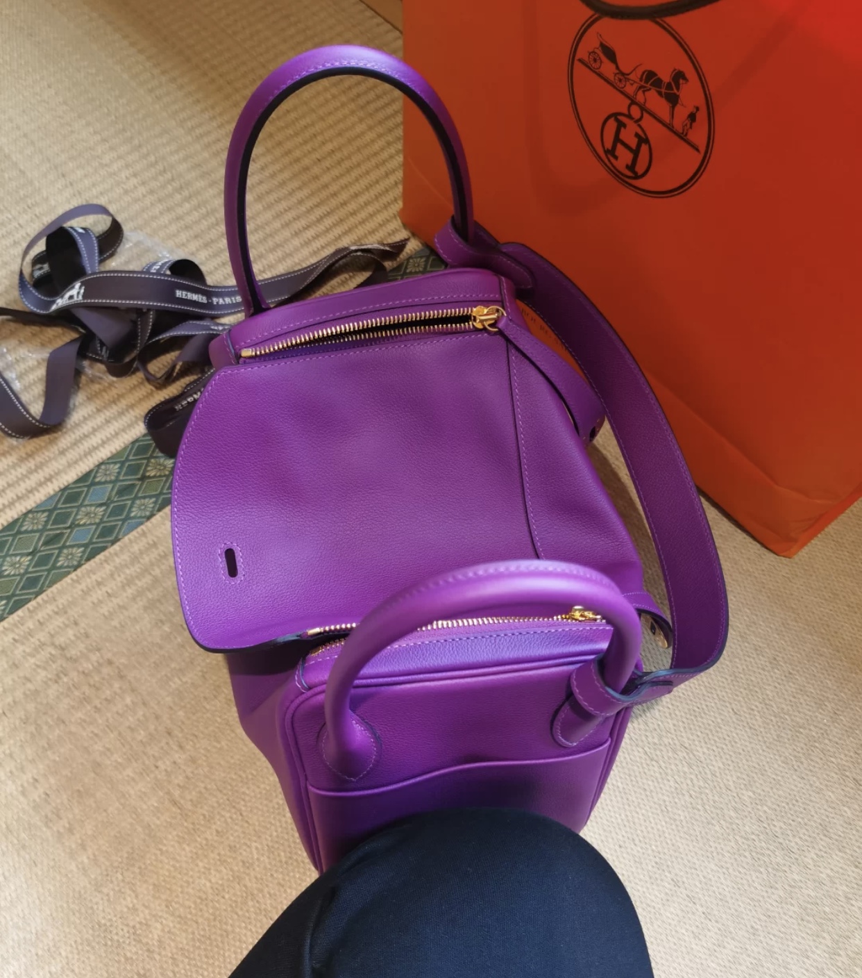 USA Hermes Lindy 26cm Evercolor CCP9 Anemone 海葵紫 金扣 全手工縫製