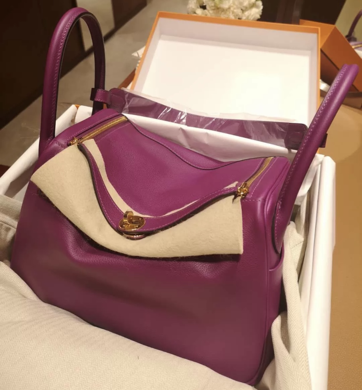 USA Hermes Lindy 26cm Evercolor CCP9 Anemone 海葵紫 金扣 全手工縫製