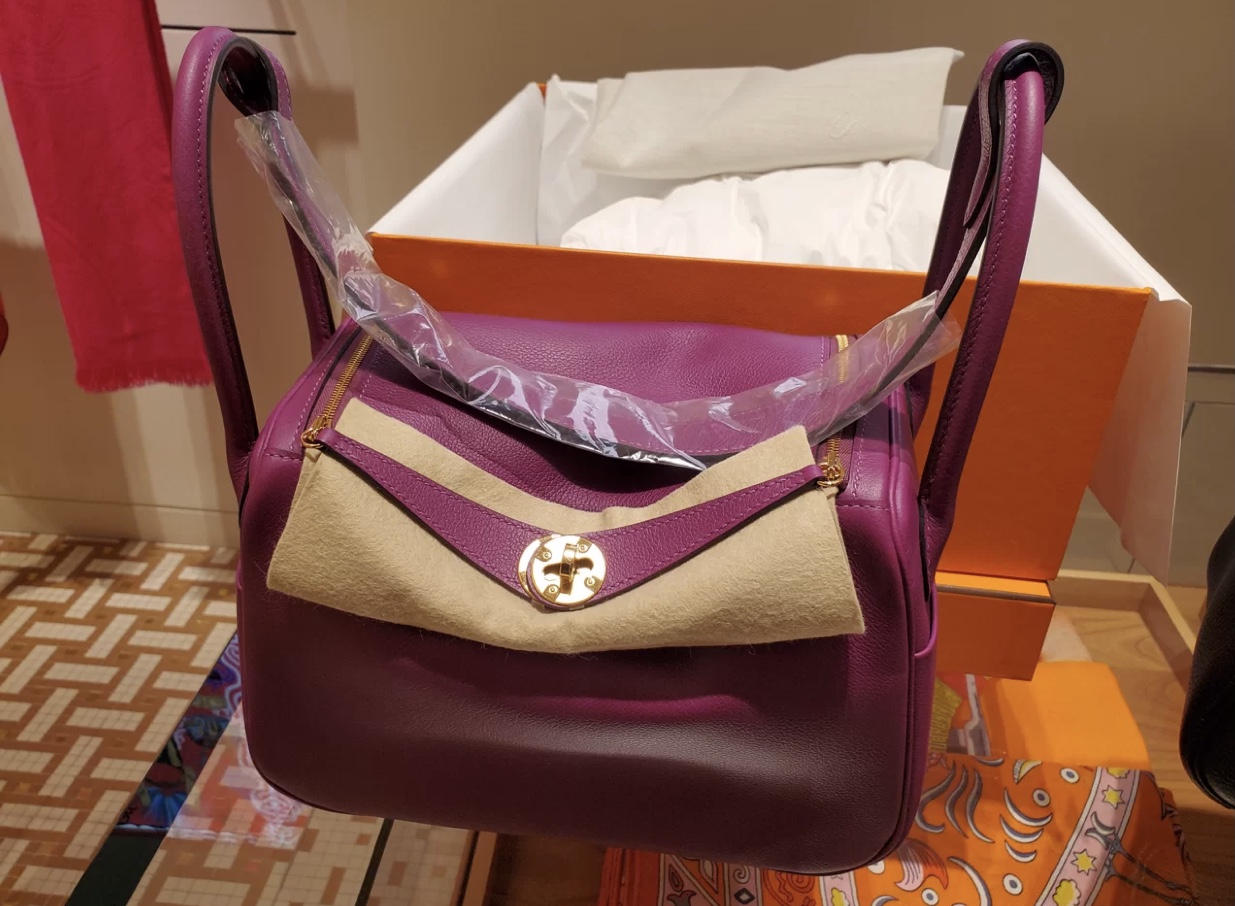 USA Hermes Lindy 26cm Evercolor CCP9 Anemone 海葵紫 金扣 全手工縫製