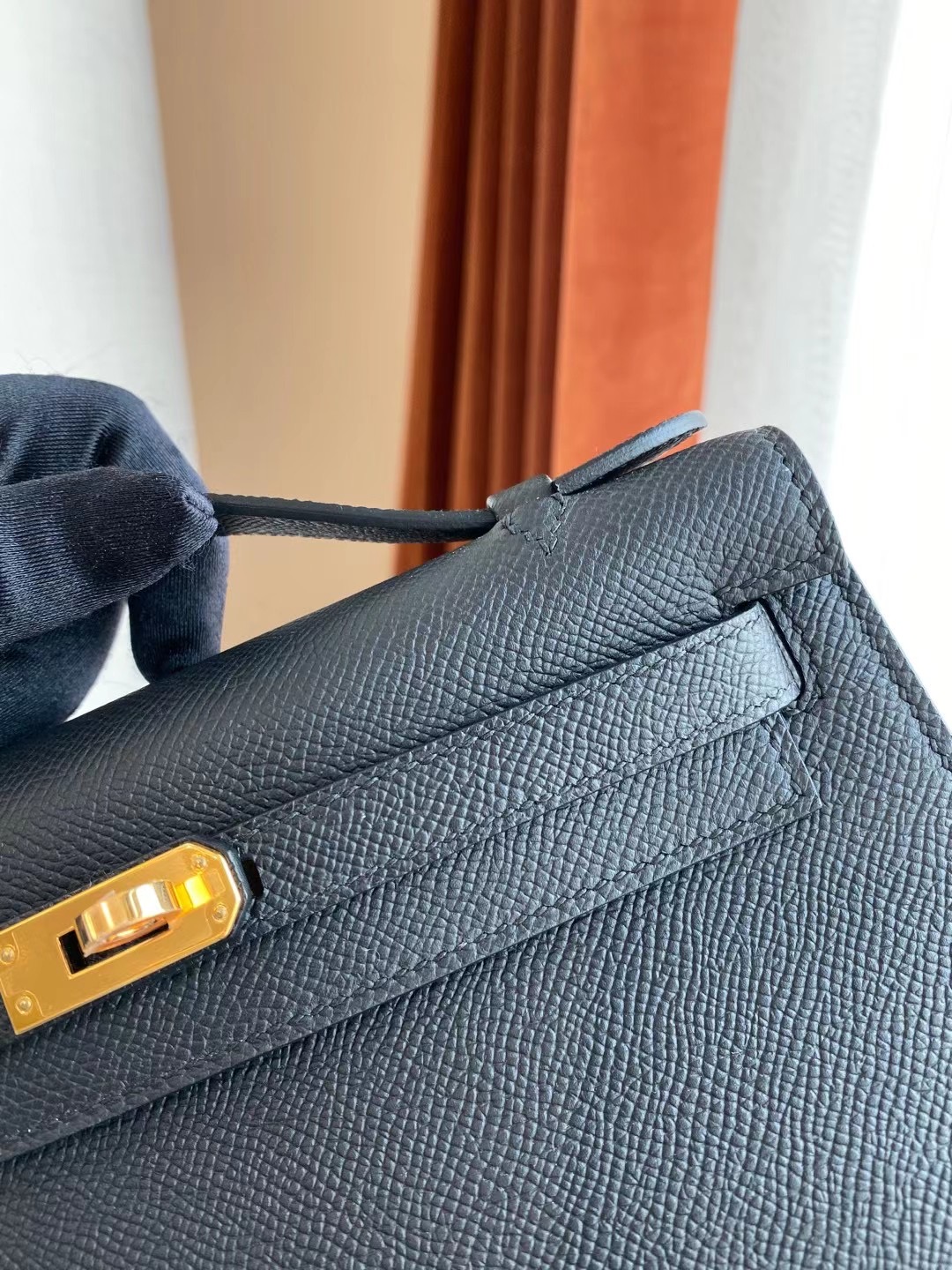 廣州愛馬仕手拿包 晚宴包 Hermes Mini Kelly Pochette Epsom CC89 Noir 黑色