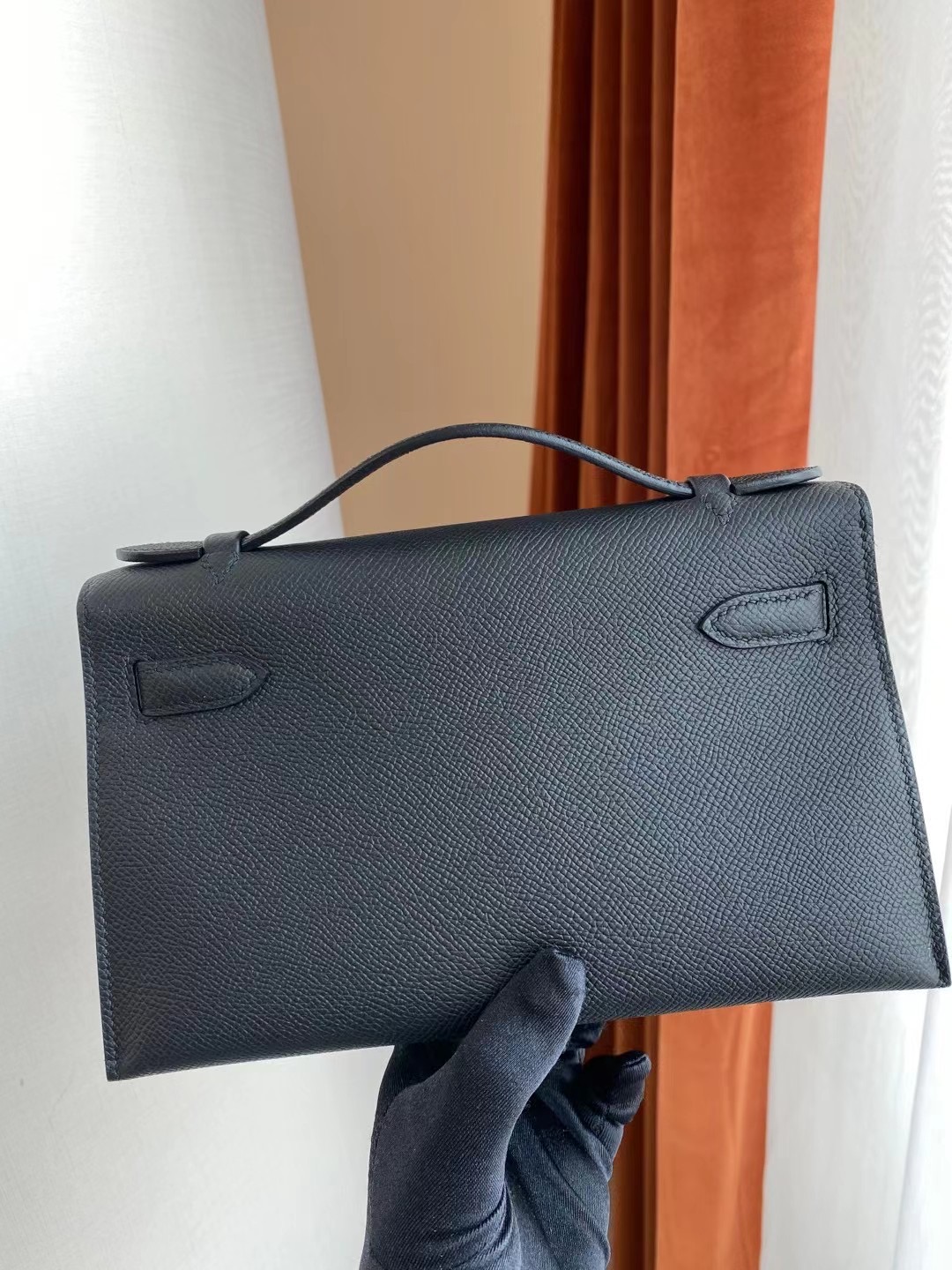 廣州愛馬仕手拿包 晚宴包 Hermes Mini Kelly Pochette Epsom CC89 Noir 黑色