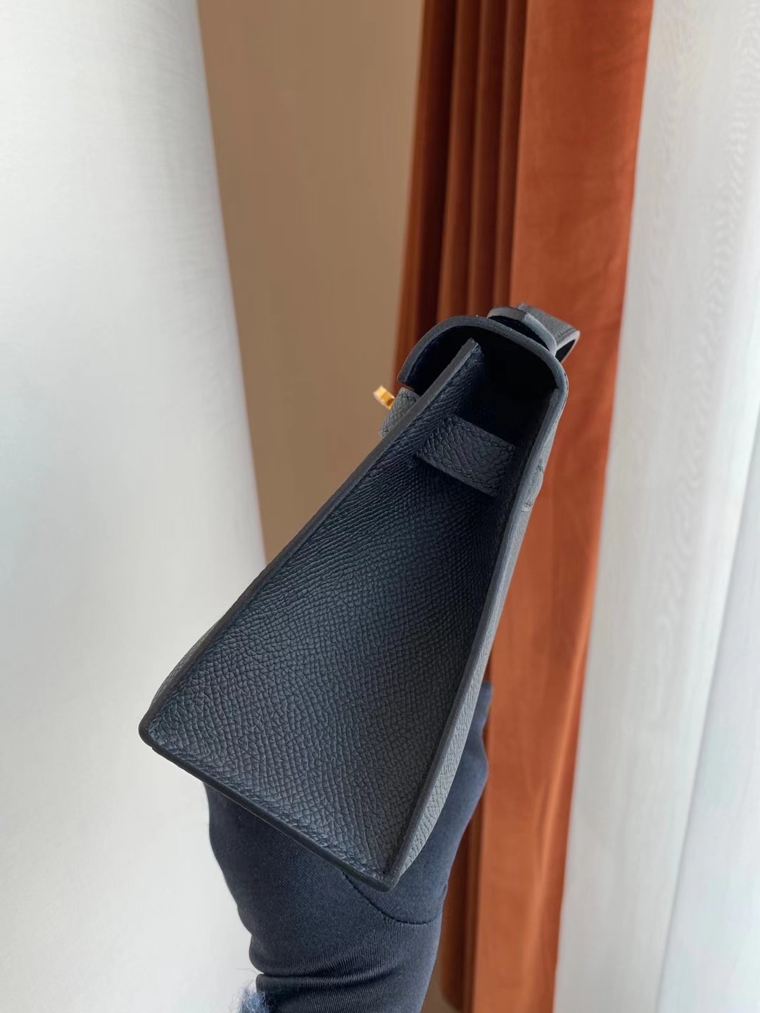 廣州愛馬仕手拿包 晚宴包 Hermes Mini Kelly Pochette Epsom CC89 Noir 黑色