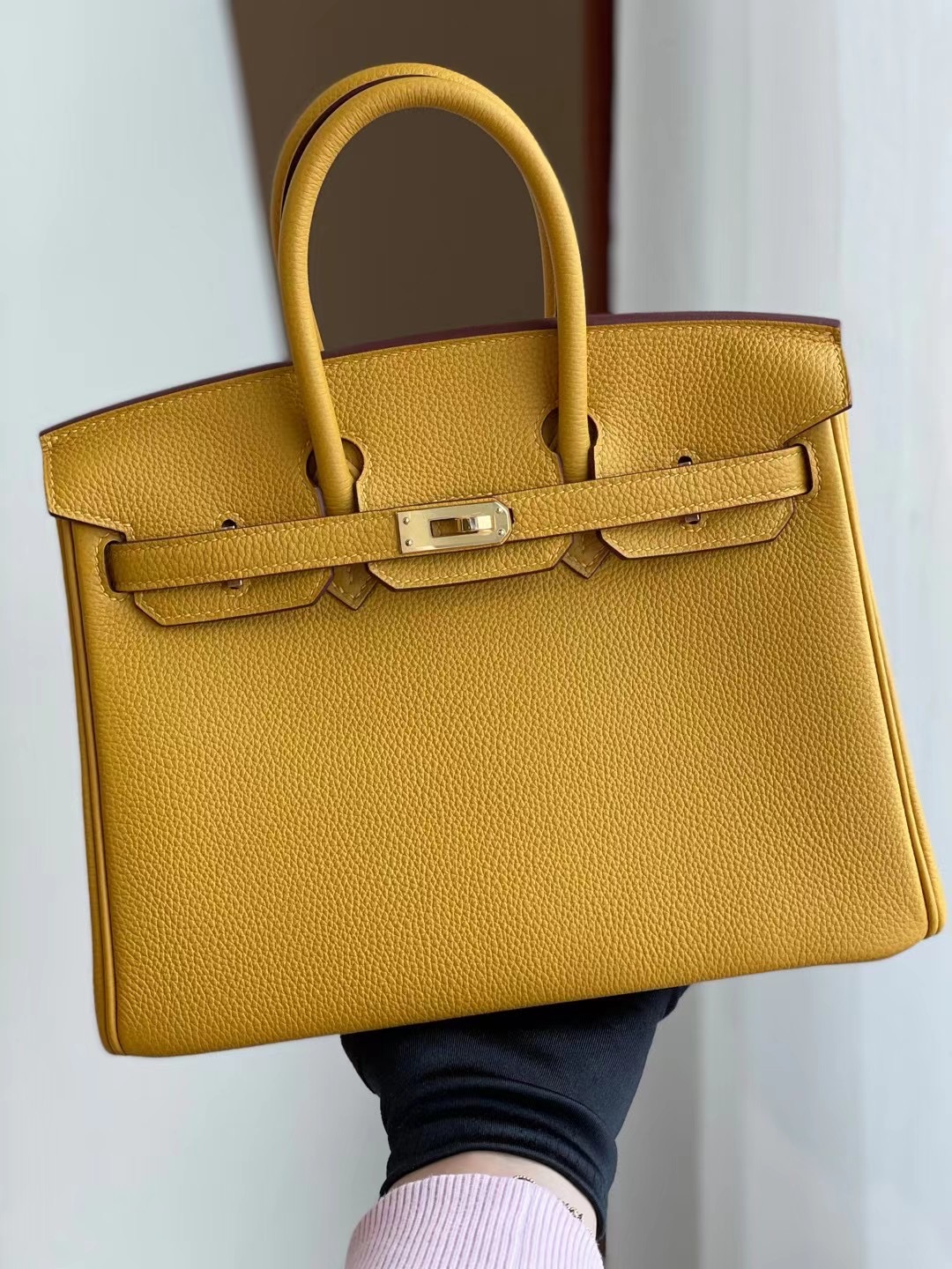 Hermes Birkin 25cm Togo 9D Amber 琥珀黃 全手工蜜蠟線縫製 金扣