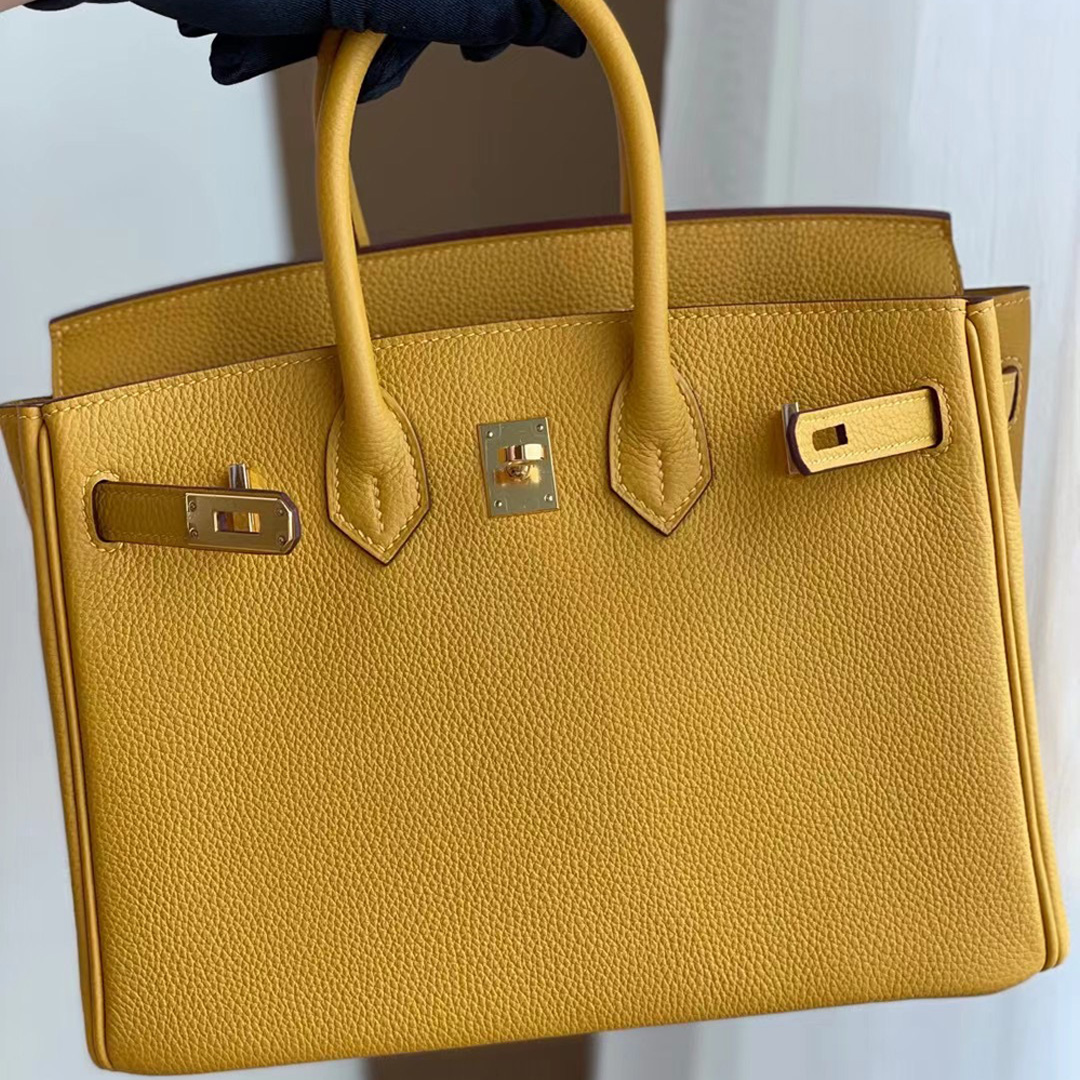 Hermes Birkin 25cm Togo 9D Amber 琥珀黃 全手工蜜蠟線縫製 金扣