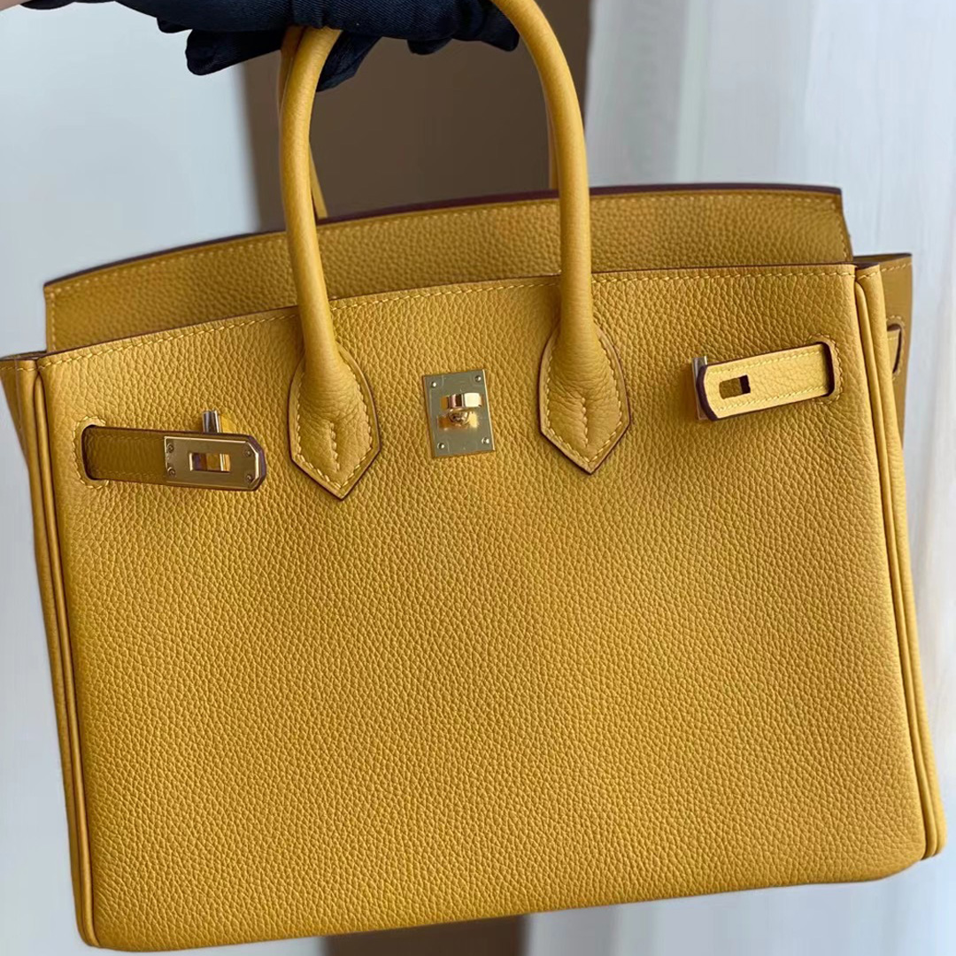 Hermes Birkin 25cm Togo 9D Amber 琥珀黃 全手工蜜蠟線縫製 金扣