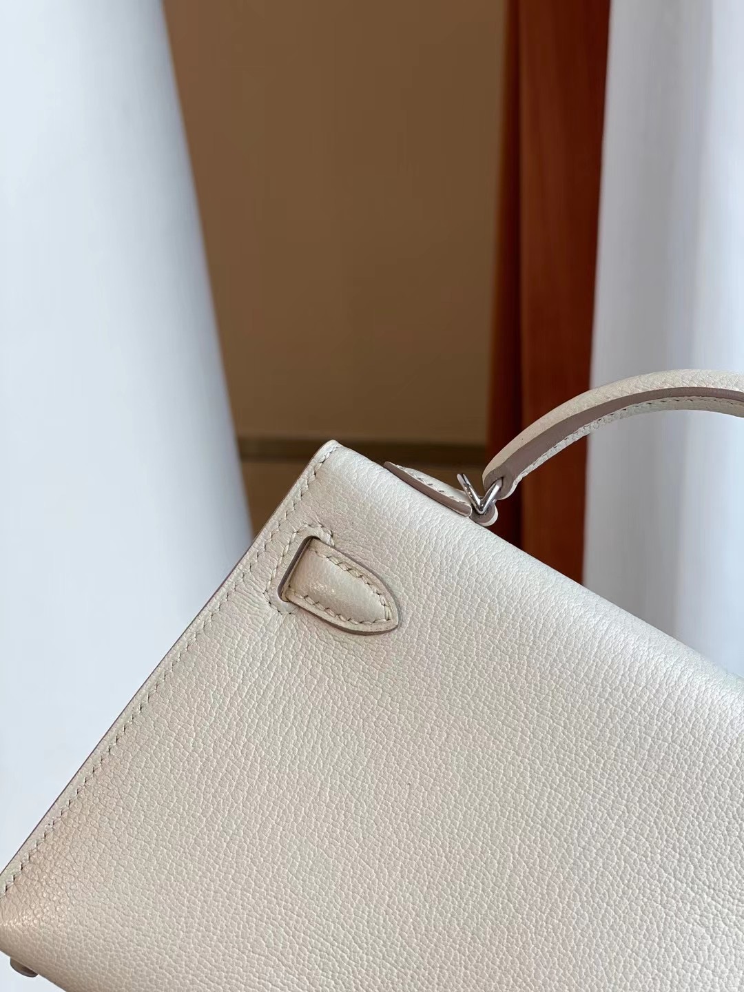 Hermes Kelly Mini II 2代 Chevre Mysore 山羊皮 CK10 Craie 奶昔白 全手工蜜蠟線縫製