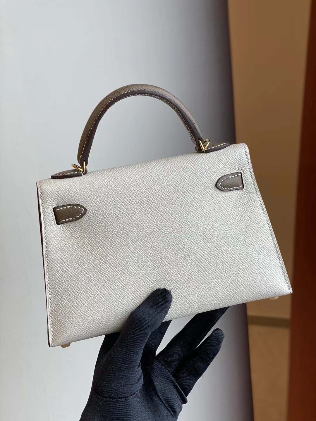 Hermes Kelly Mini II 2代 Hss Epsom 10 Craie 奶昔白 18 大象灰 Etoupe 馬蹄印 金扣