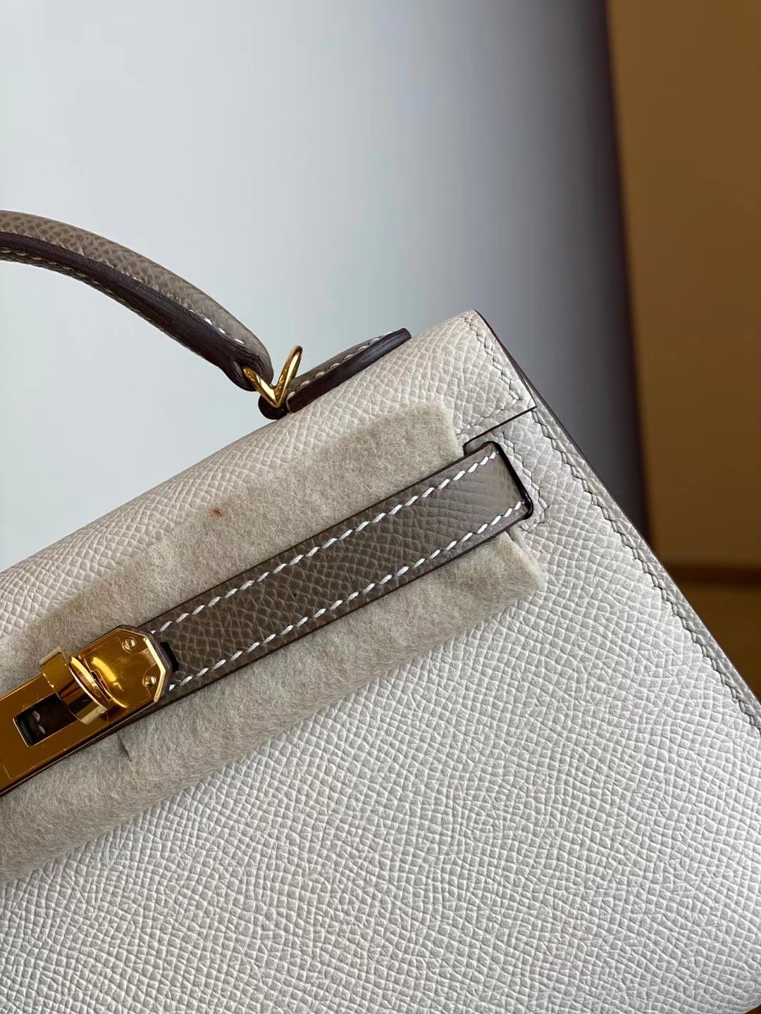 Hermes Kelly Mini II 2代 Hss Epsom 10 Craie 奶昔白 18 大象灰 Etoupe 馬蹄印 金扣