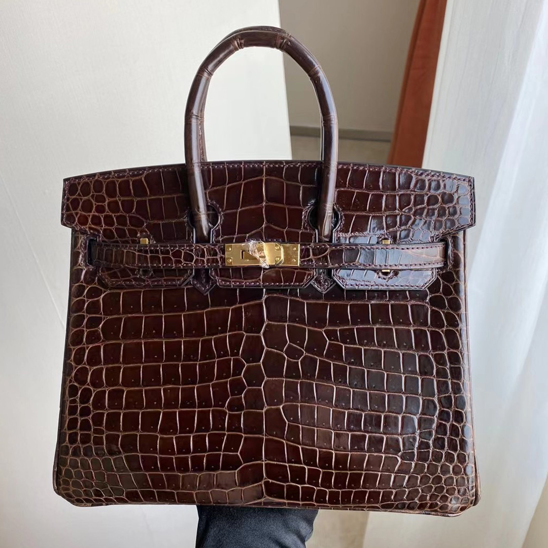 Hermes Birkin 30cm crocodile CK47 Chocolate 巧克力 全手工蜜蠟線縫製金扣