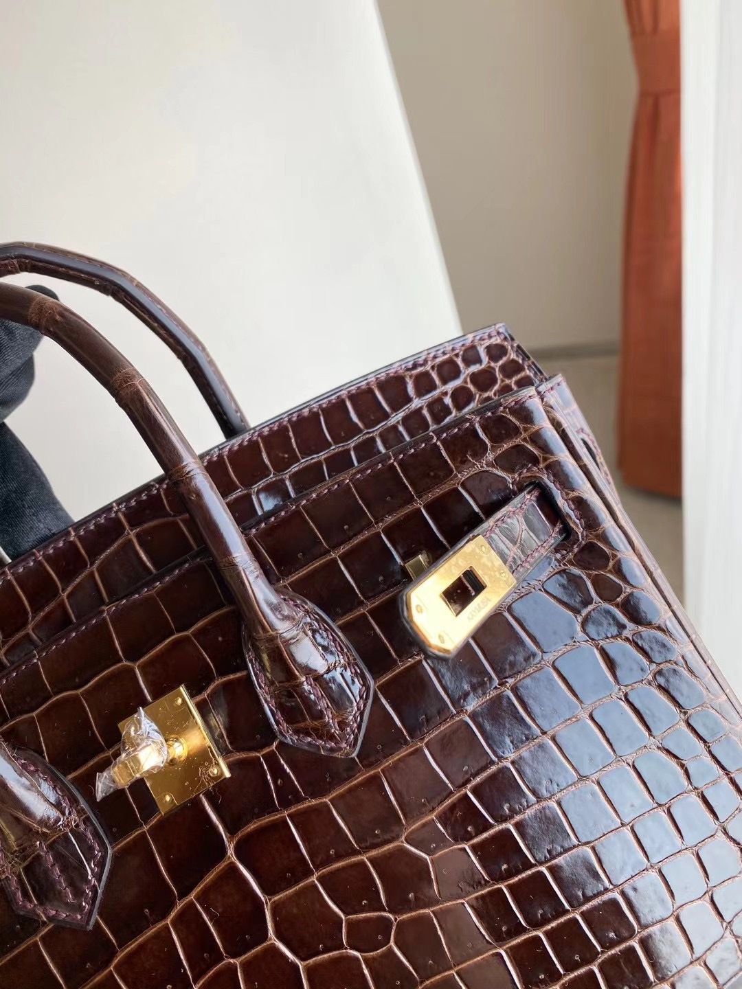 Hermes Birkin 30cm crocodile CK47 Chocolate 巧克力 全手工蜜蠟線縫製金扣