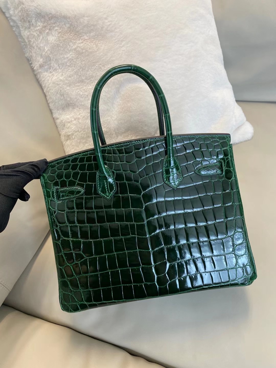 上海深圳廣州愛馬仕鉑金包 Hermes Birkin 30cm Crocodile 67 Vert Fonce 祖母綠