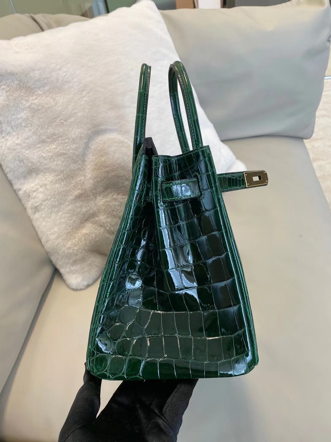 上海深圳廣州愛馬仕鉑金包 Hermes Birkin 30cm Crocodile 67 Vert Fonce 祖母綠