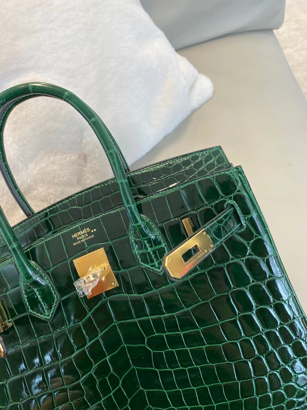 上海深圳廣州愛馬仕鉑金包 Hermes Birkin 30cm Crocodile 67 Vert Fonce 祖母綠