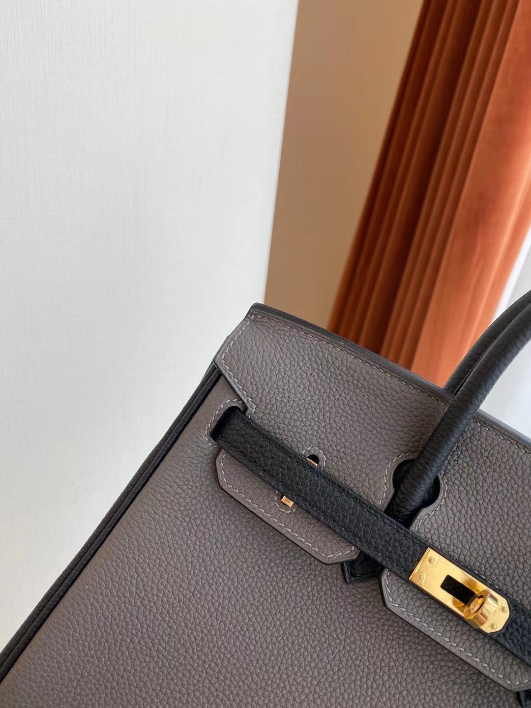 Hermes Birkin 25cm Togo Hss 8F Etain 錫器灰 拼 89 Noir 黑色 金扣 全手工蜜蠟線縫製