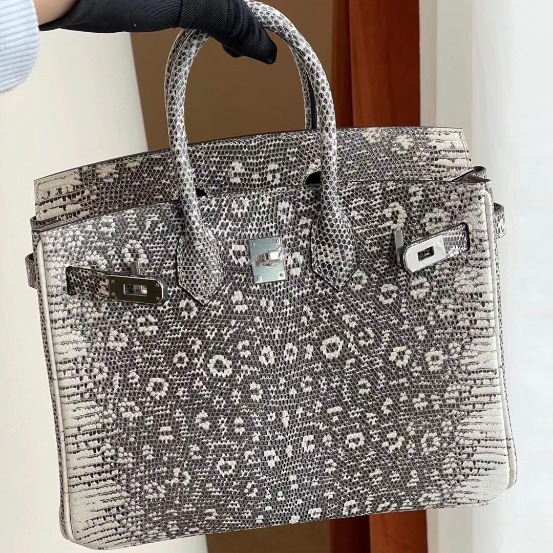 UAE Abu Dhabi Hermes Birkin 25 Lizard 雪花色 自然色 禦用蜥蜴皮 全手工蜜蠟線縫製