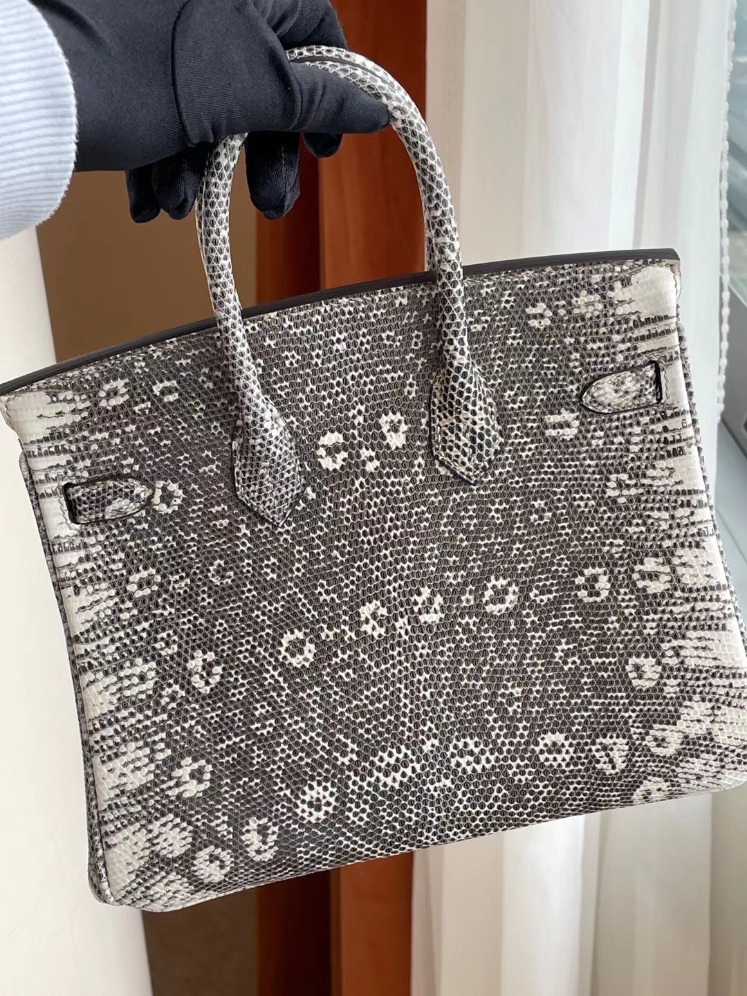 UAE Abu Dhabi Hermes Birkin 25 Lizard 雪花色 自然色 禦用蜥蜴皮 全手工蜜蠟線縫製