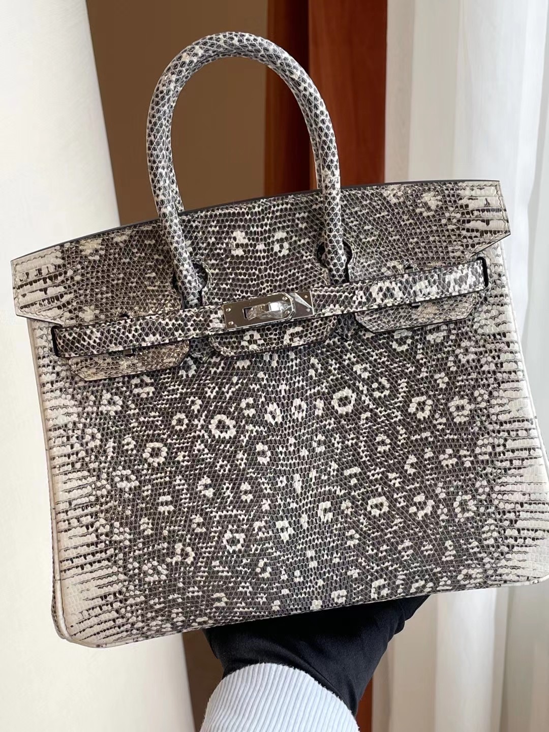 UAE Abu Dhabi Hermes Birkin 25 Lizard 雪花色 自然色 禦用蜥蜴皮 全手工蜜蠟線縫製