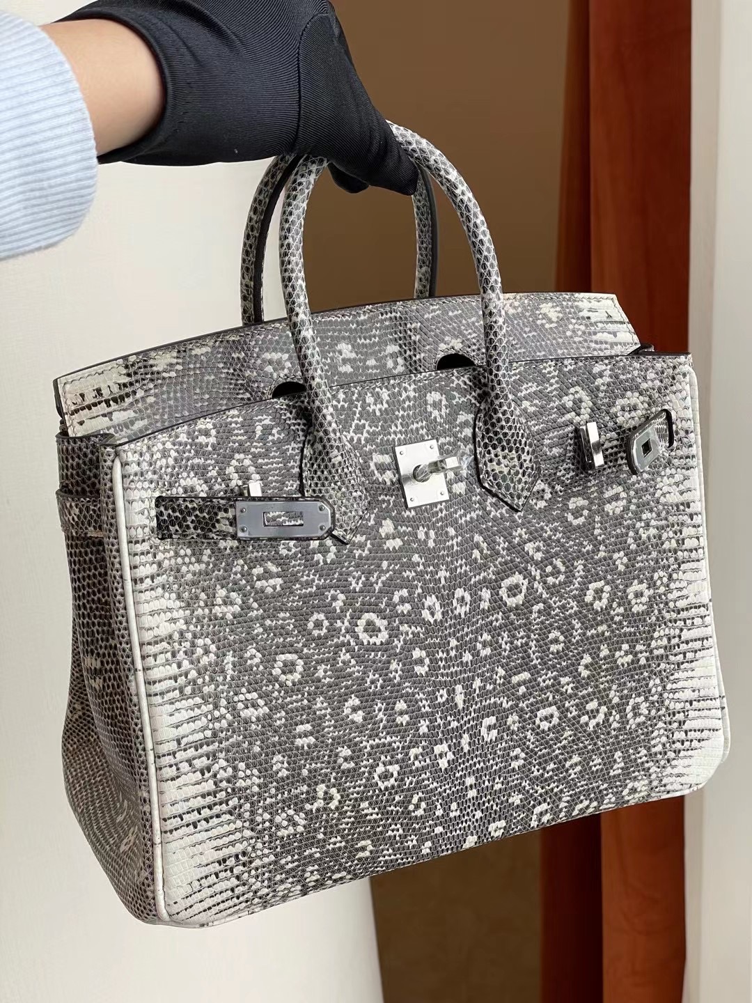 UAE Abu Dhabi Hermes Birkin 25 Lizard 雪花色 自然色 禦用蜥蜴皮 全手工蜜蠟線縫製