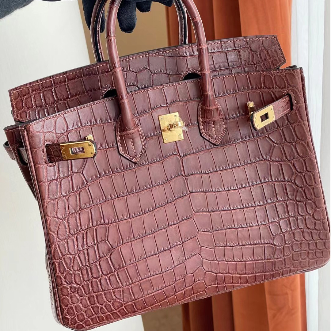 Dhabi Hermes Birkin 25cm matte Mississippiensis 全手工蜜蠟線縫 金扣