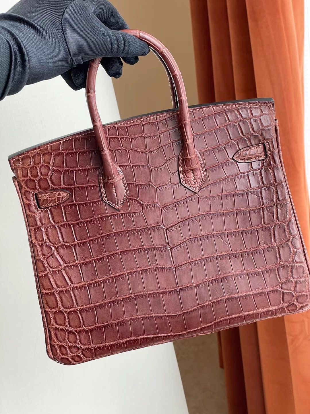 Dhabi Hermes Birkin 25cm matte Mississippiensis 全手工蜜蠟線縫 金扣