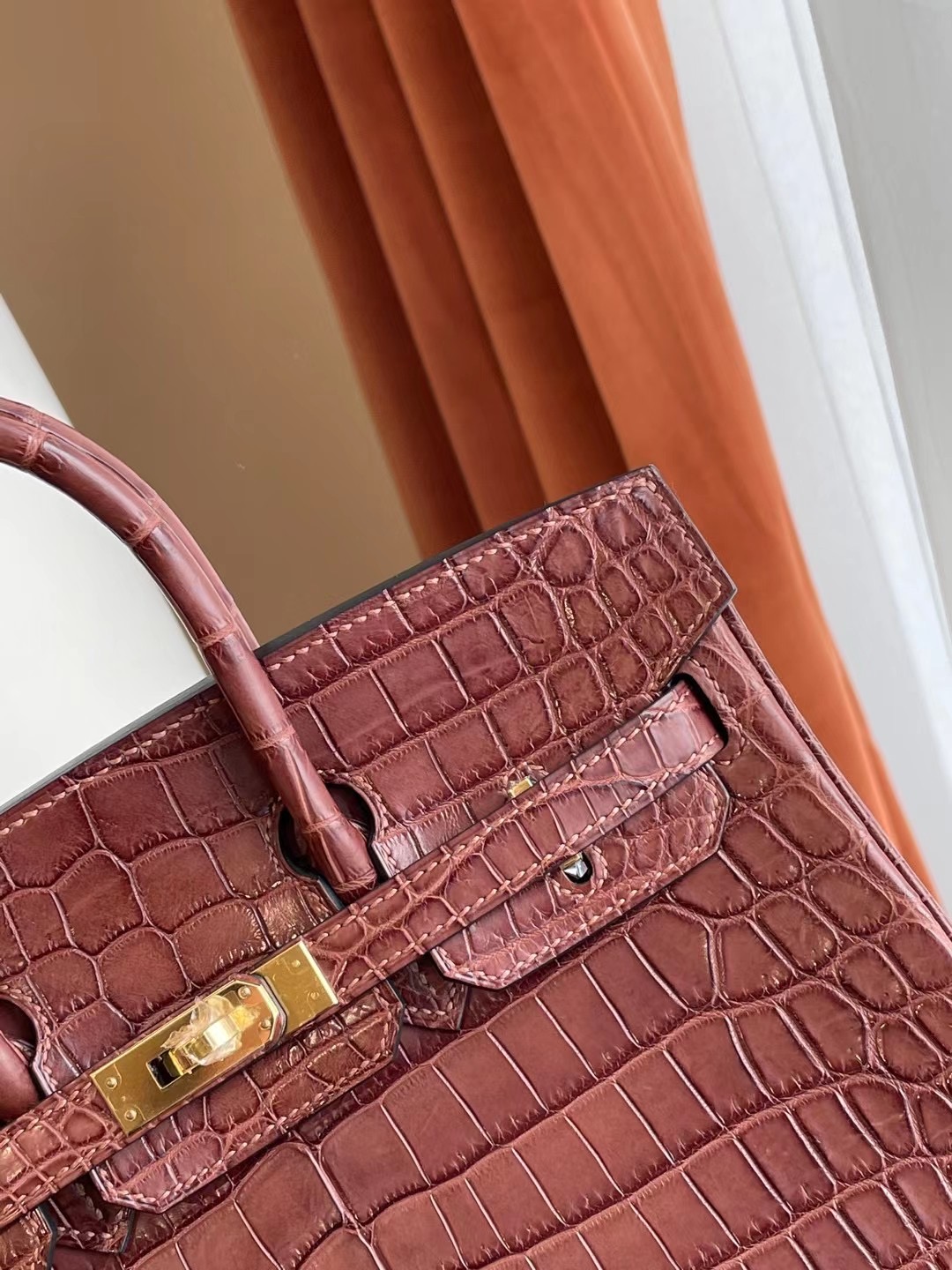 Dhabi Hermes Birkin 25cm matte Mississippiensis 全手工蜜蠟線縫 金扣