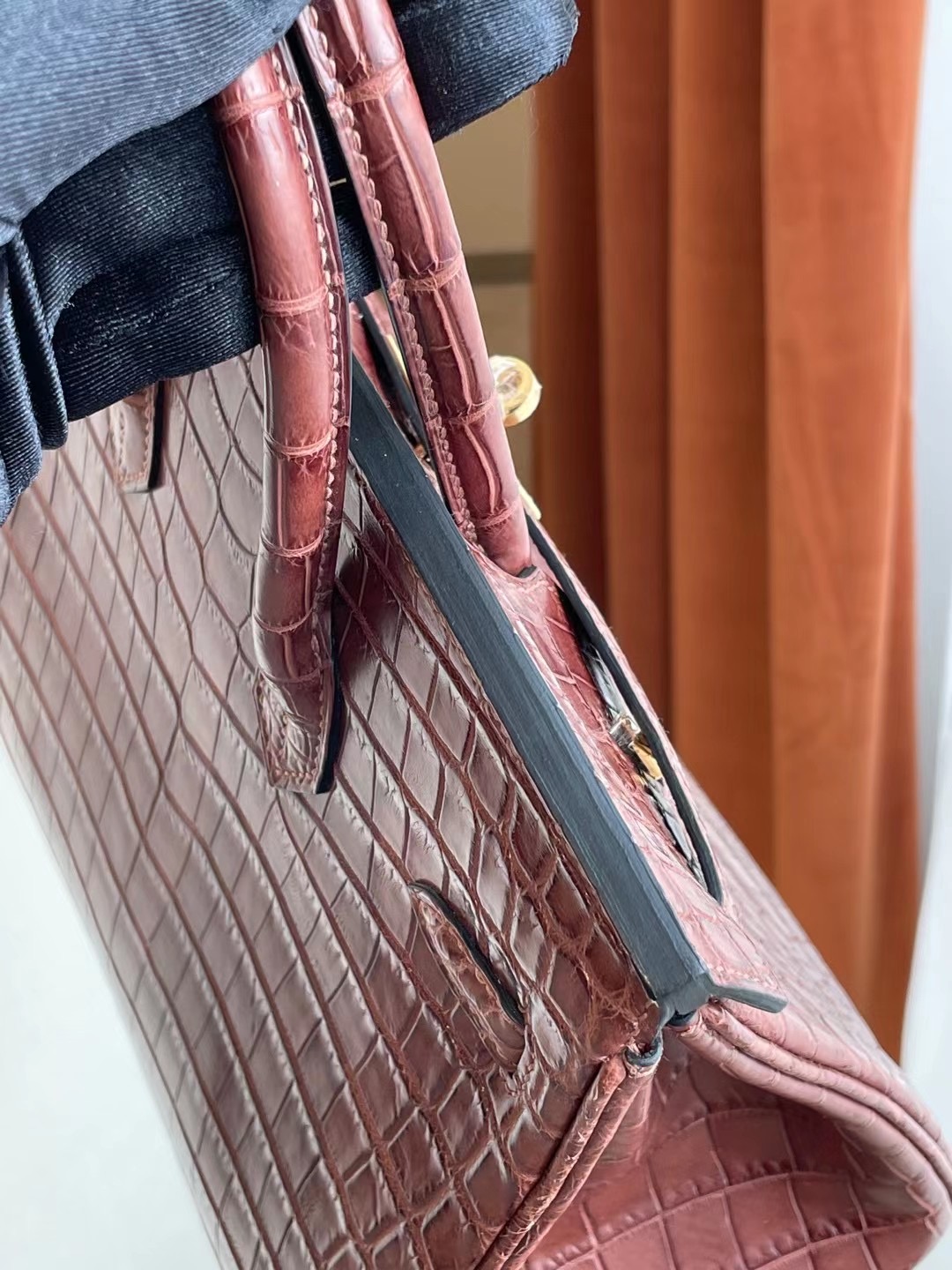 Dhabi Hermes Birkin 25cm matte Mississippiensis 全手工蜜蠟線縫 金扣