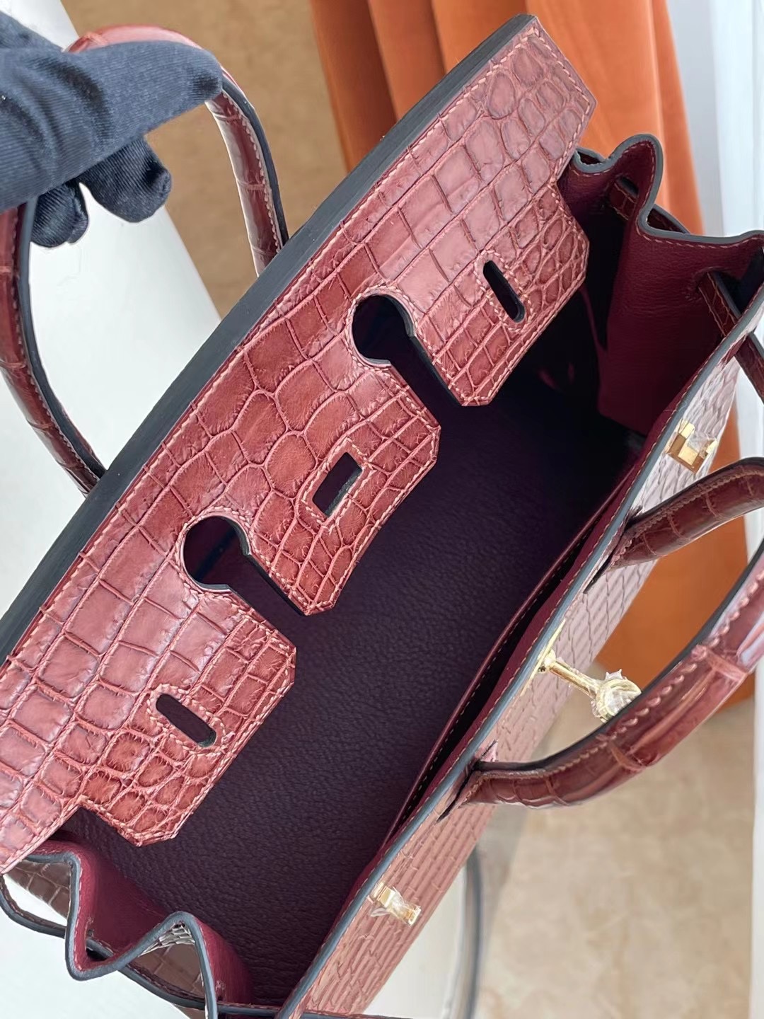 Dhabi Hermes Birkin 25cm matte Mississippiensis 全手工蜜蠟線縫 金扣