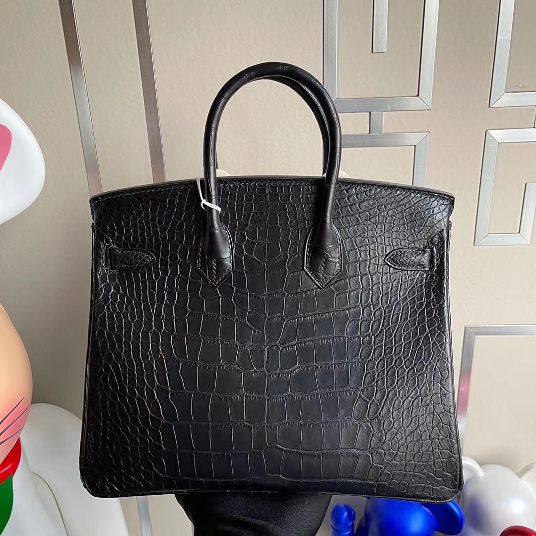 臺灣高雄市林園區鉑金包 Hermes Birkin 25cm CC89 Noir 黑色 霧面美洲鱷魚 金扣