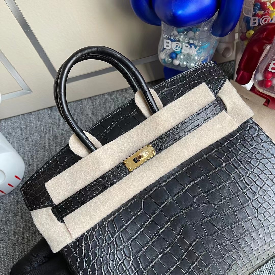 臺灣高雄市林園區鉑金包 Hermes Birkin 25cm CC89 Noir 黑色 霧面美洲鱷魚 金扣