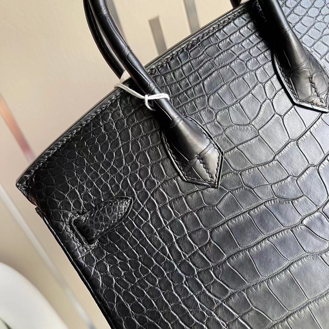 臺灣高雄市林園區鉑金包 Hermes Birkin 25cm CC89 Noir 黑色 霧面美洲鱷魚 金扣