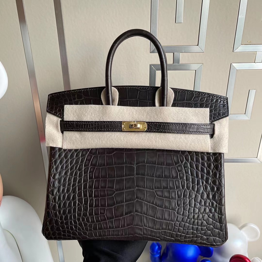 Hermes Birkin 25cm 46 Abene 烏木色 Matte Alligator Crocodile 霧面美洲鱷魚 金扣