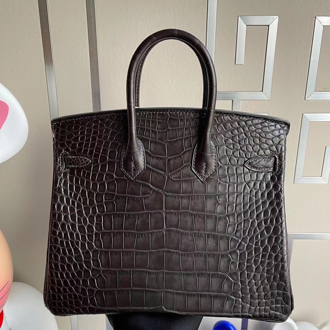 Hermes Birkin 25cm 46 Abene 烏木色 Matte Alligator Crocodile 霧面美洲鱷魚 金扣