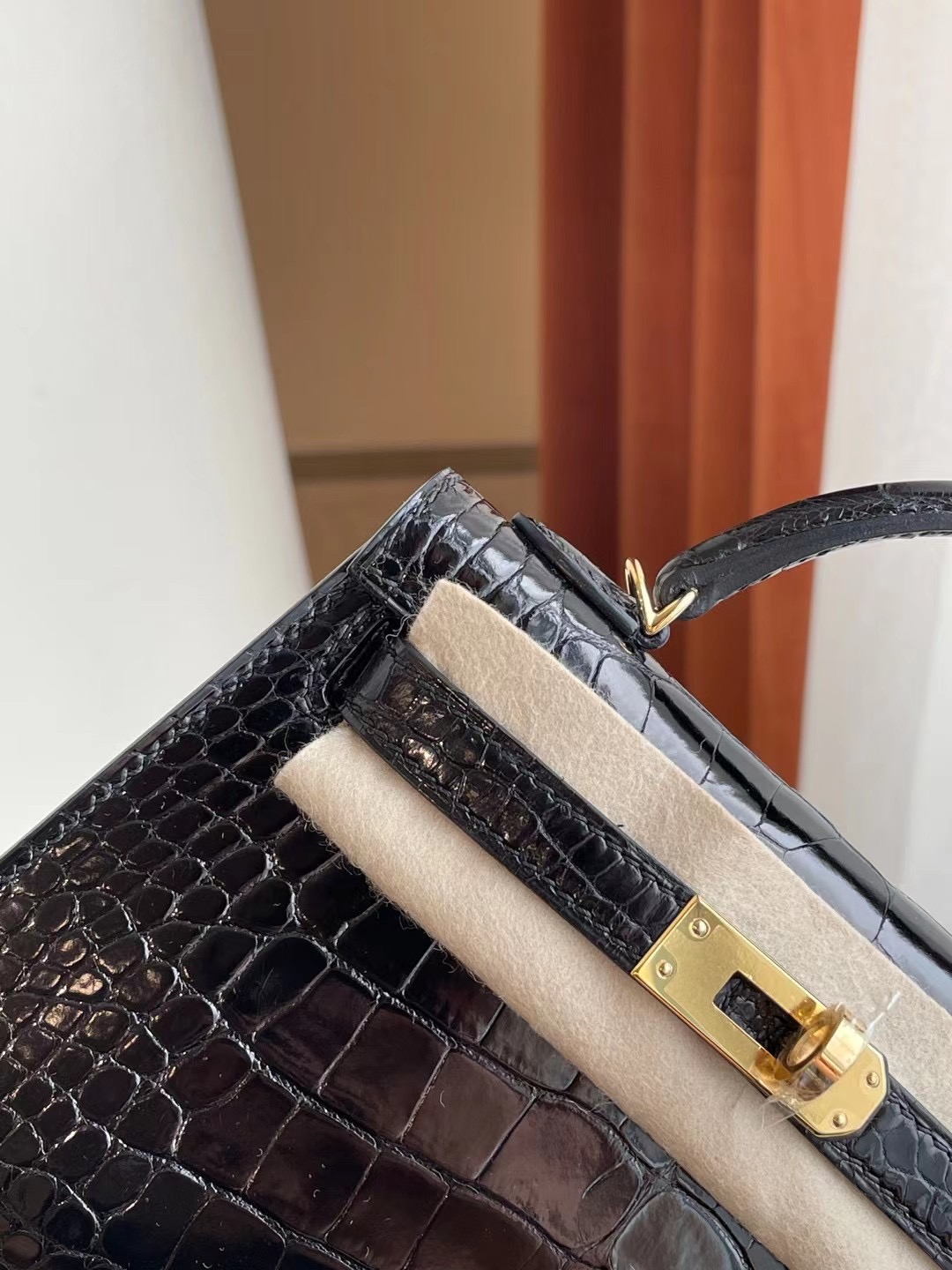 臺灣桃園市桃園區 Hermes Kelly mini II CC89 Noir 黑色 亮面美洲鱷魚金扣