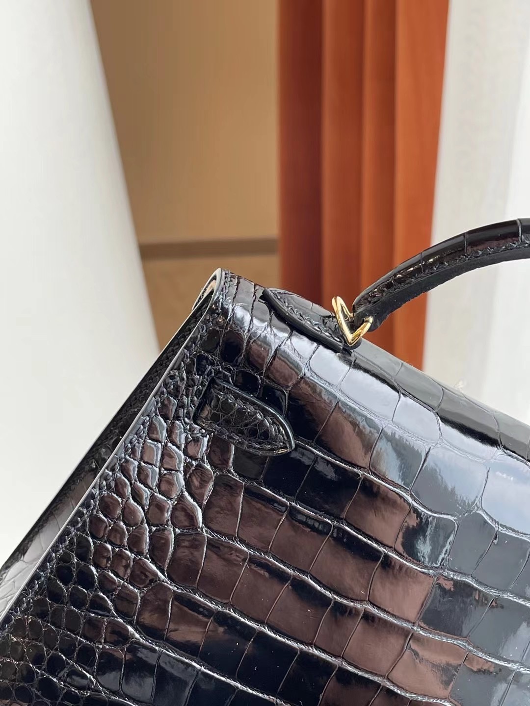 臺灣桃園市桃園區 Hermes Kelly mini II CC89 Noir 黑色 亮面美洲鱷魚金扣