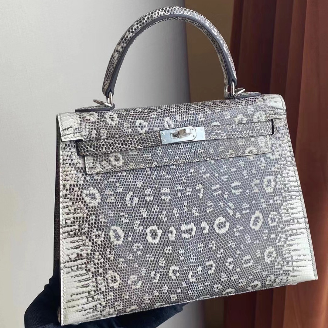 臺灣桃園市中壢區 Hermes Kelly 25 Lizard 01雪花色蜥蜴皮 自然色蜥蜴