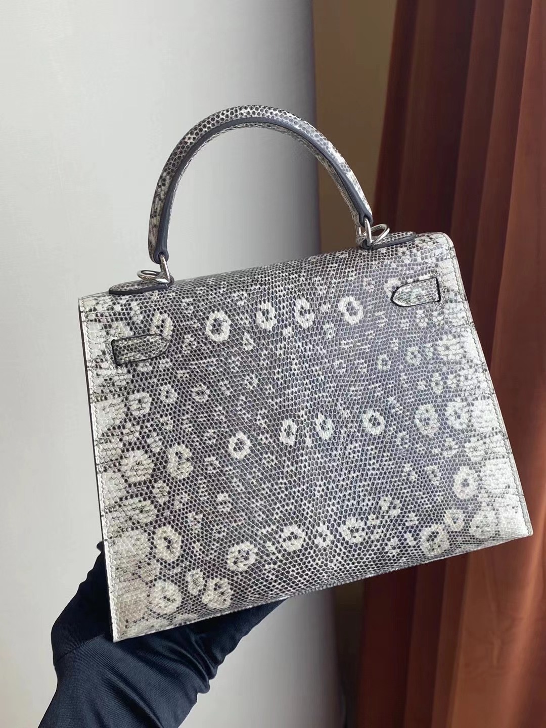 臺灣桃園市中壢區 Hermes Kelly 25 Lizard 01雪花色蜥蜴皮 自然色蜥蜴