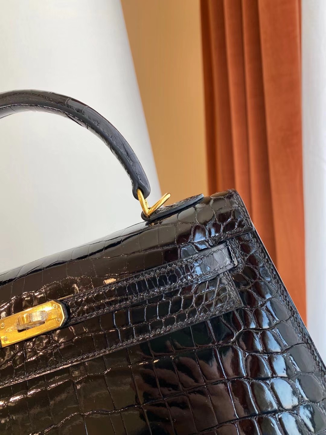 臺灣臺中市北屯區 Hermes Kelly 25cm CC89 Noir 黑色 亮面兩點 尼羅鱷魚