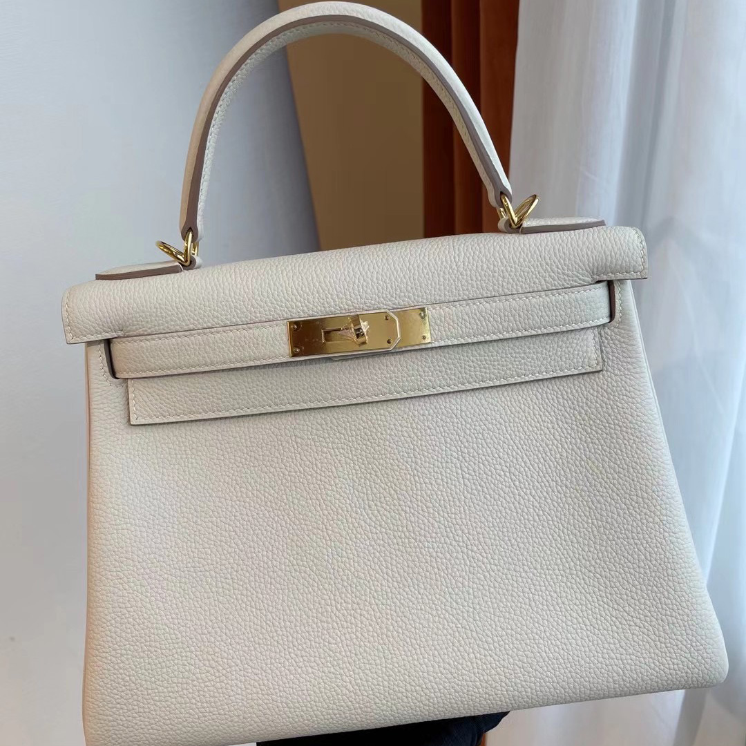 臺灣臺北市中山區 Hermes Kelly 28cm CC10 Craie 奶昔白 Togo 全手工蜜蠟線縫製