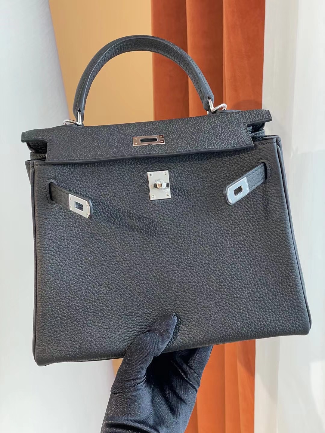 臺灣新北市三重區 Hermes Kelly 25cm 89 Noir 黑色 Togo 全手工蜜蠟線縫製