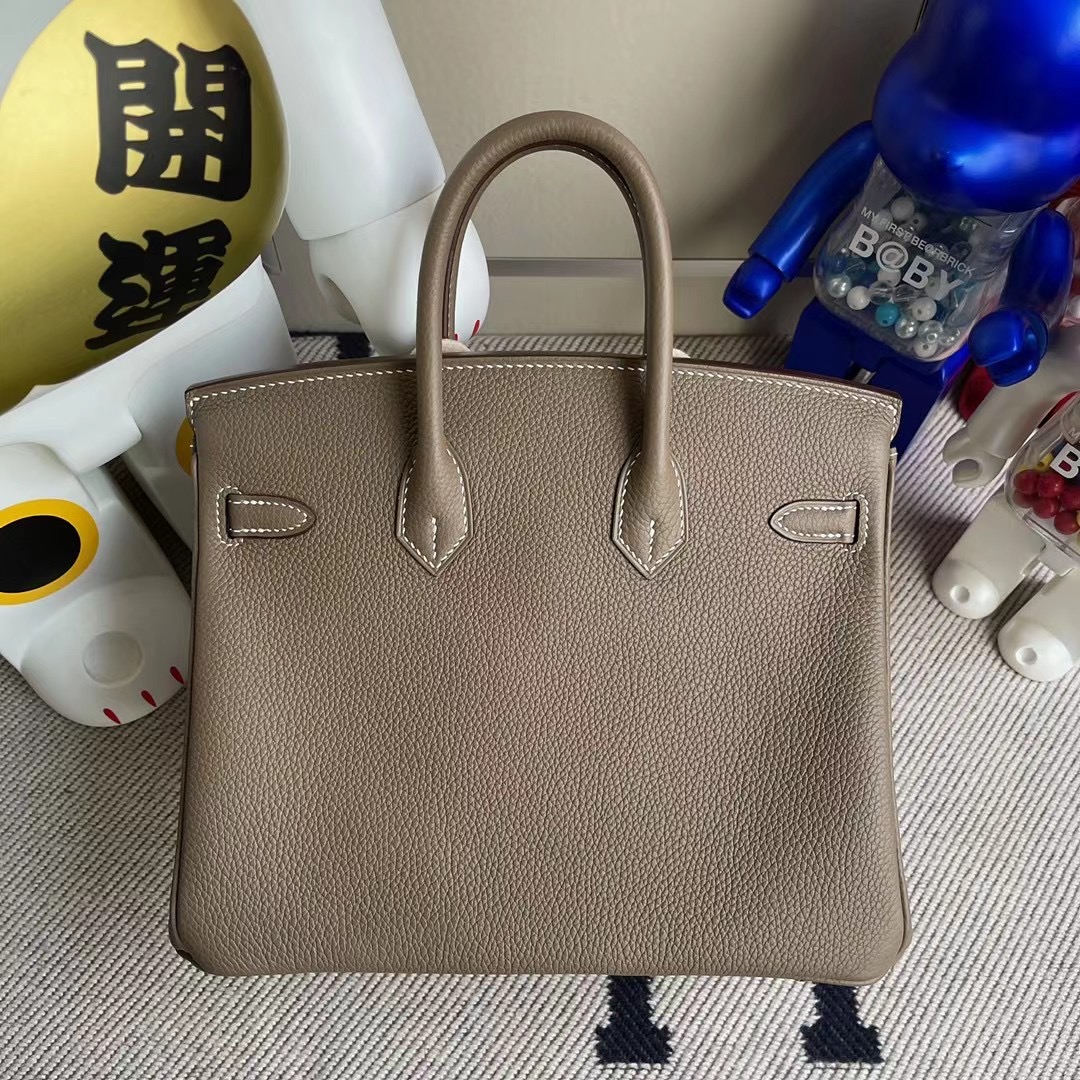 臺灣高雄市鼓山區 愛馬仕鉑金包 Hermes Birkin 25 18 Etoupe 大象灰 Togo 小牛皮 銀扣