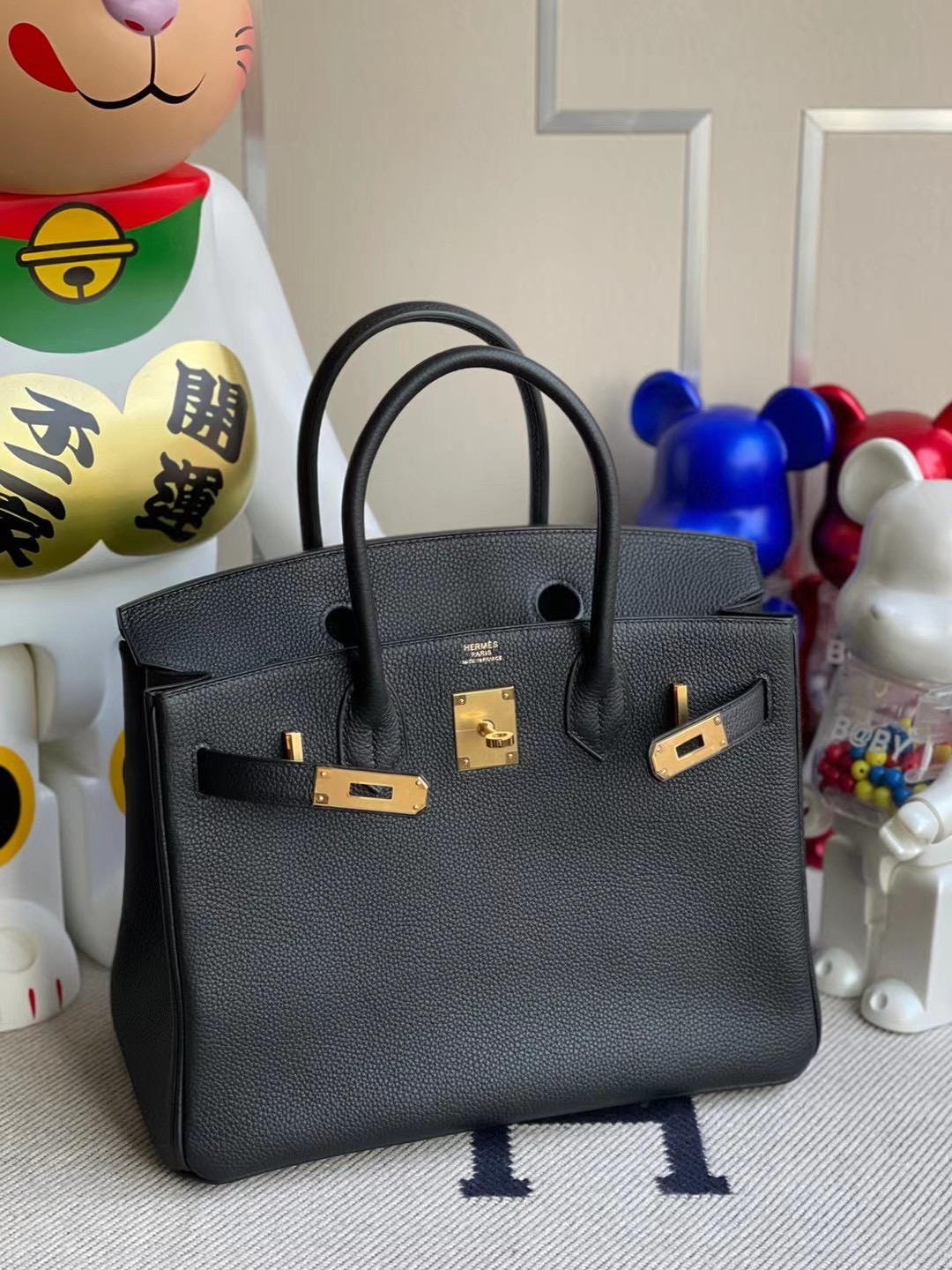 臺灣高雄市湖內區 Hermes Birkin 30cm CK89 Noir 黑色 Togo小牛皮 金扣