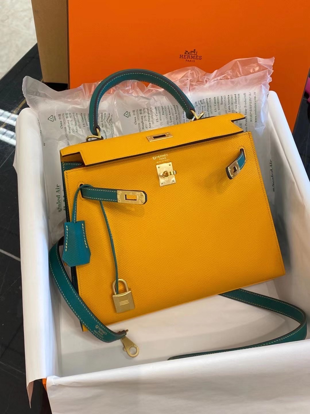 Hermes Kelly 25cm Epsom HSS 9V Jaune Dor 太陽黃 Z6 Malachite 孔雀綠 拉絲金扣