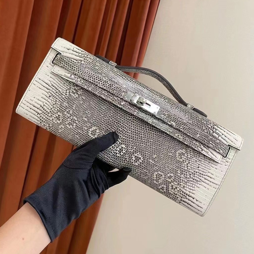 臺灣新北市 愛馬仕凱莉晚宴包 Hermes Kelly cut 31cm Lizard 01雪花色原花色蜥蜴皮