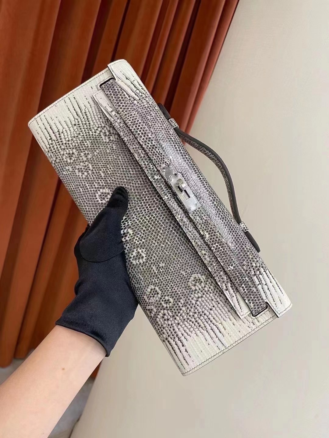 臺灣新北市 愛馬仕凱莉晚宴包 Hermes Kelly cut 31cm Lizard 01雪花色原花色蜥蜴皮