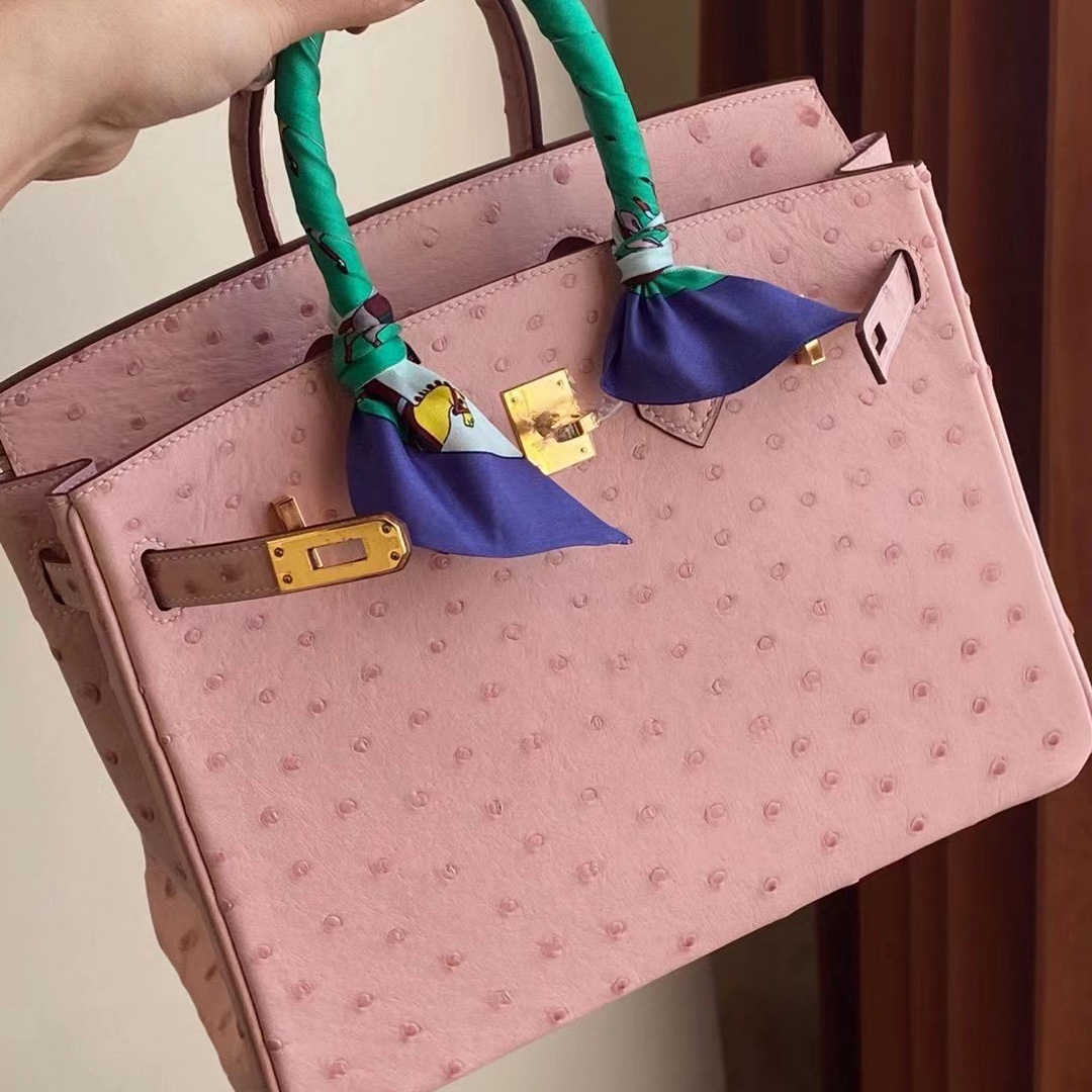 Hermes Birkin 25cm 5P Pink 櫻花粉 Ostrich 禦用原廠KK南非鴕鳥皮