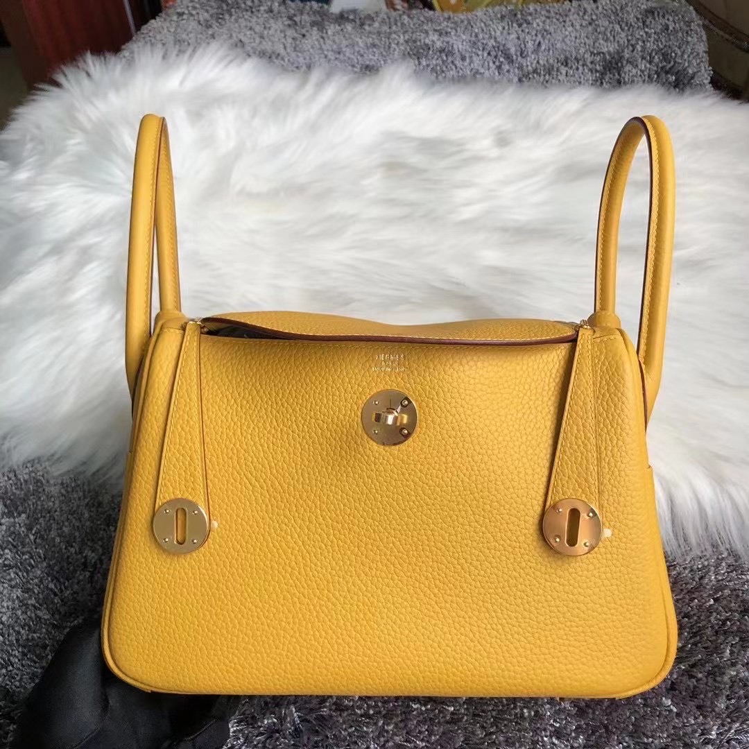 Hong Kong Hermes Lindy 26cm 9D Amber 琥珀黃 taurillon Clemence