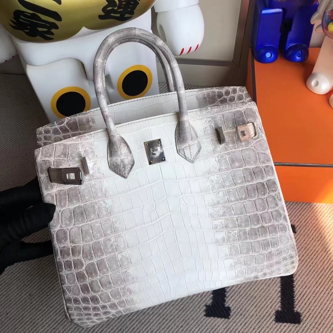 Hermes Birkin 25cm CK01 BLANC Himalayan Niloticus Crocodile 喜馬拉雅 银扣