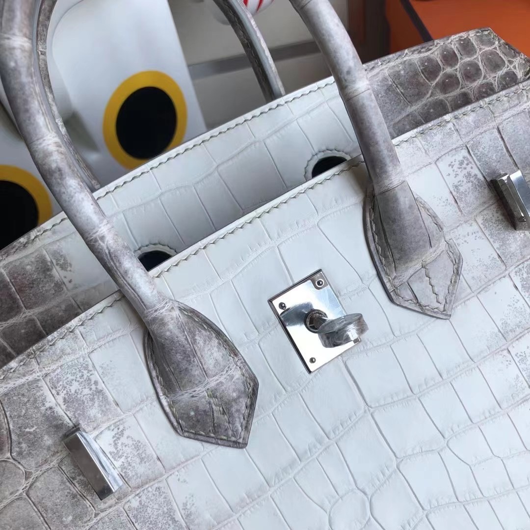 Hermes Birkin 25cm CK01 BLANC Himalayan Niloticus Crocodile 喜馬拉雅 银扣