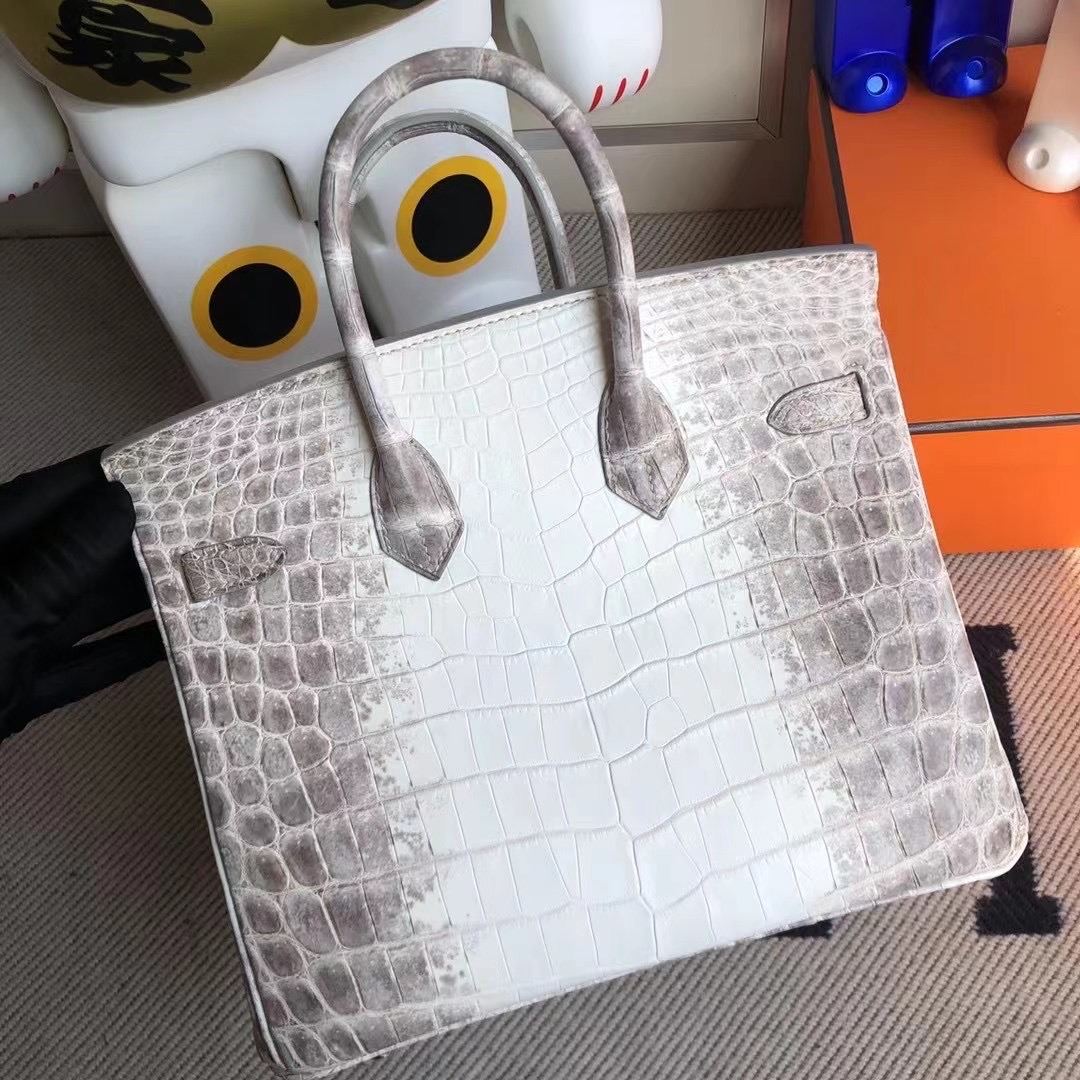 Hermes Birkin 25cm CK01 BLANC Himalayan Niloticus Crocodile 喜馬拉雅 银扣