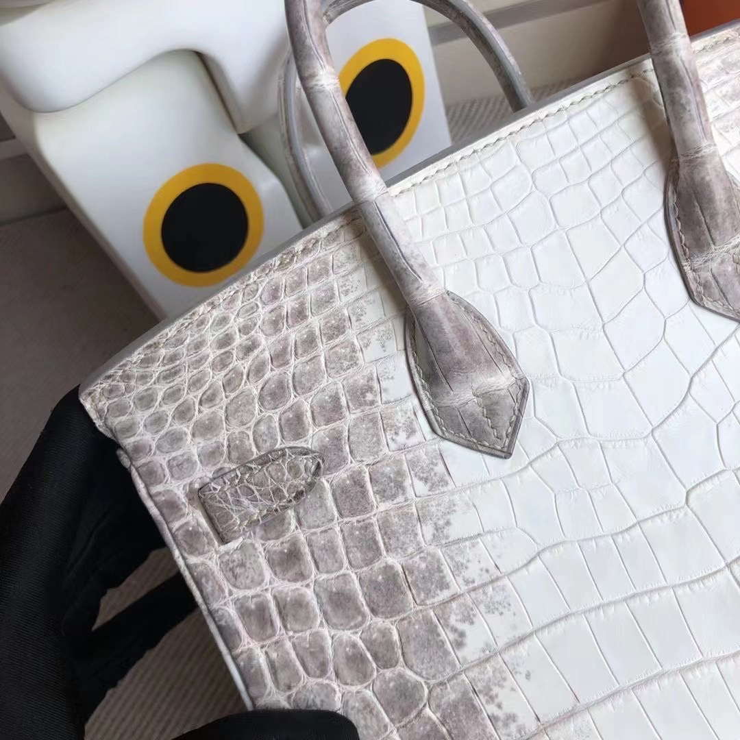 Hermes Birkin 25cm CK01 BLANC Himalayan Niloticus Crocodile 喜馬拉雅 银扣